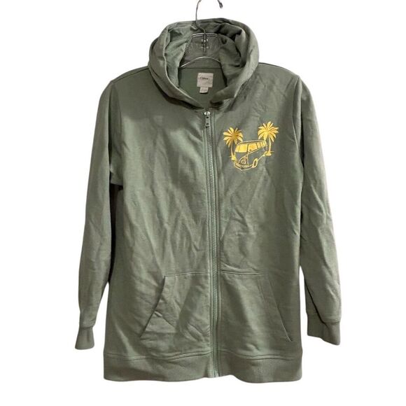 Sfera Kids Green Zip-Up Hoodie Size 12 Palm Tree & Van Design - Picture 1 of 11